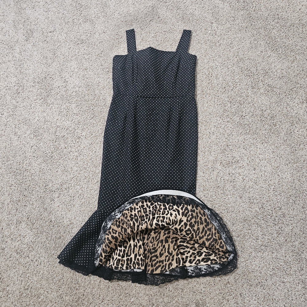 Dolce & Gabbana Sleeveless Midi Elegant Black Polka Dot Dress Size 46IT/US10-12 - Picture 4 of 16